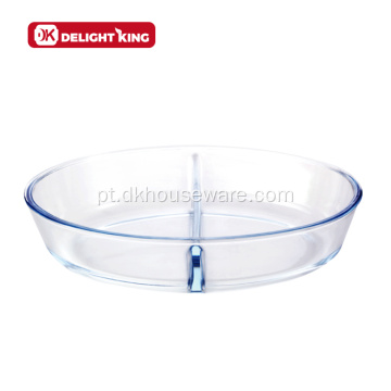Bakeware de vidro de dois compartimentos com divisória
